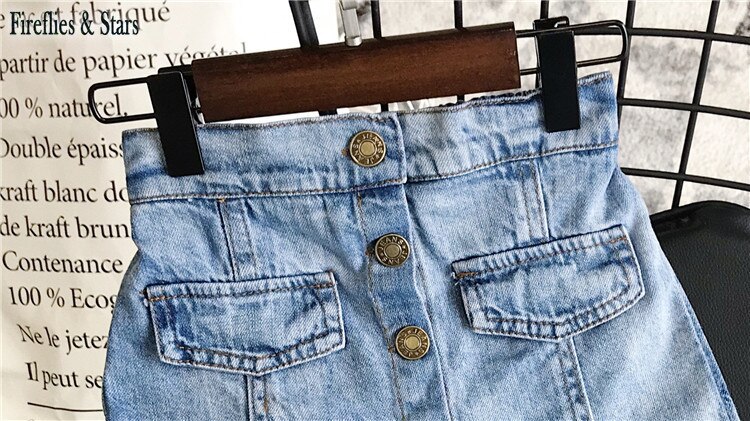 Sommar tjejer kjol shorts baby jeansshorts barn underdel barn streetwear enkelknäppt snäppficka slip 2 to 7 år