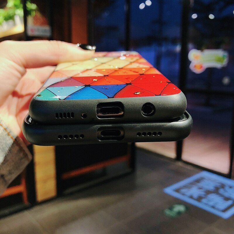 TRISEOLY luksusowe brokat złoty folia kolorowe trójkąt Case do Samsung Galaxy S8 S9 S10 Plus M10 M20 Note8 9 moda miękkie etui z termoplastycznego poliuretanu