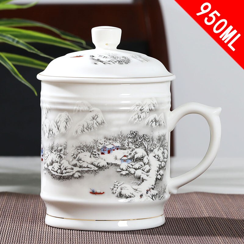 Jingdezhen Ceramic With cover Teacups Hand Painted Flower Pattern Master Teacup Boutiques Tea Ceremony Accessories Supplies: A  11X16.5CM  950ML