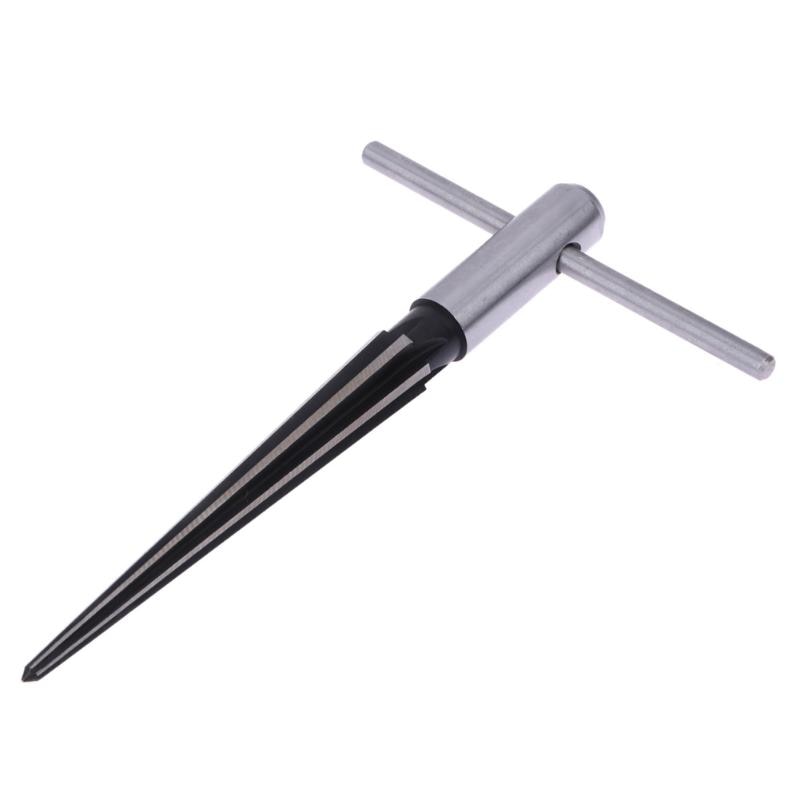 3mm to 13mm Bridge Pin Hole Hand Held Reamer T Handle Tapered 6 Fluted Chamfer Reaming Woodworker Cutting Tool 45 # Steel