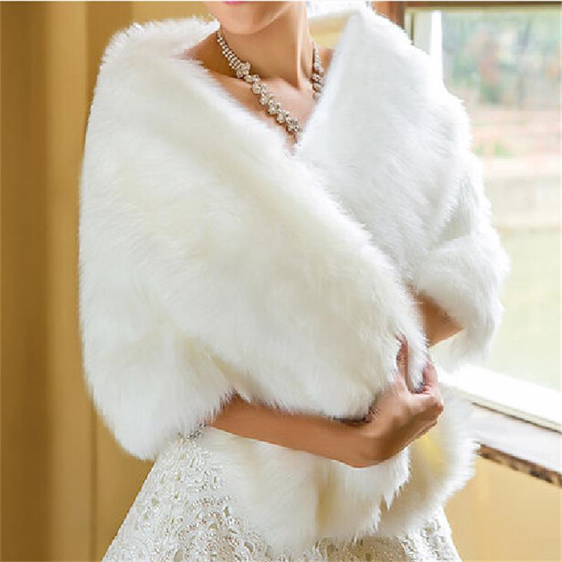 Winter Bruiloft Jas Bolero Wrap Faux Fur Stola Wit Bruids Jas Bruiloft Accessoires Veer Trouwjurk Sjaal In Voorraad