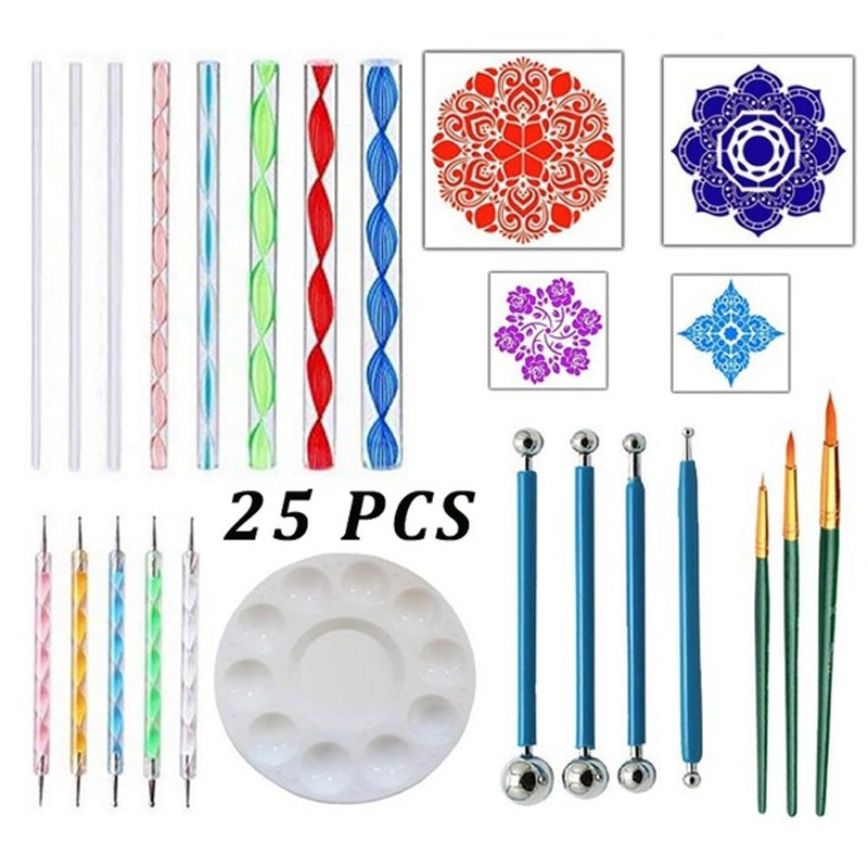 36/33/25/23/19/13PCS Mandala Dotting Tools for Painting Rocks Mandala Painting Dotting Stencil Dot Mandala Kit: 25PCS