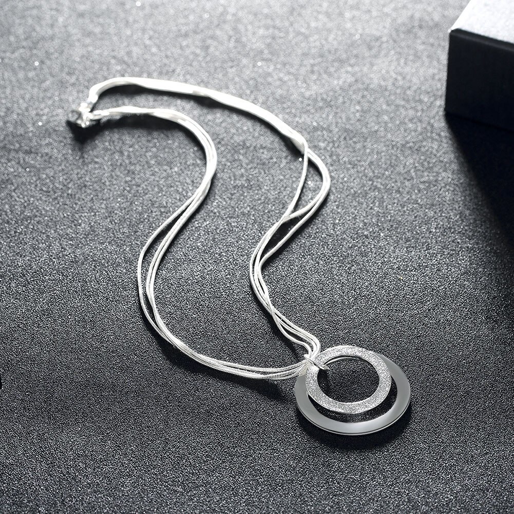 Charm orecchini in argento Sterling 925 collana set di gioielli per donna moda regalo per feste ragazza elegante cerchio smerigliato matrimonio