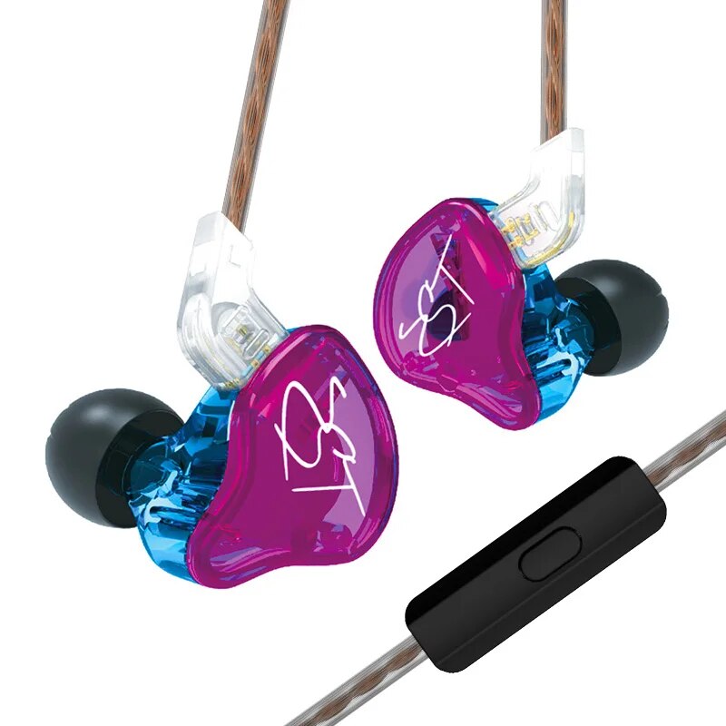 KZ ZST-auriculares intrauditivos con Cable desmontable, cascos con cancelación de ruido, HiFi, música, deporte, juego, teléfono: Negro