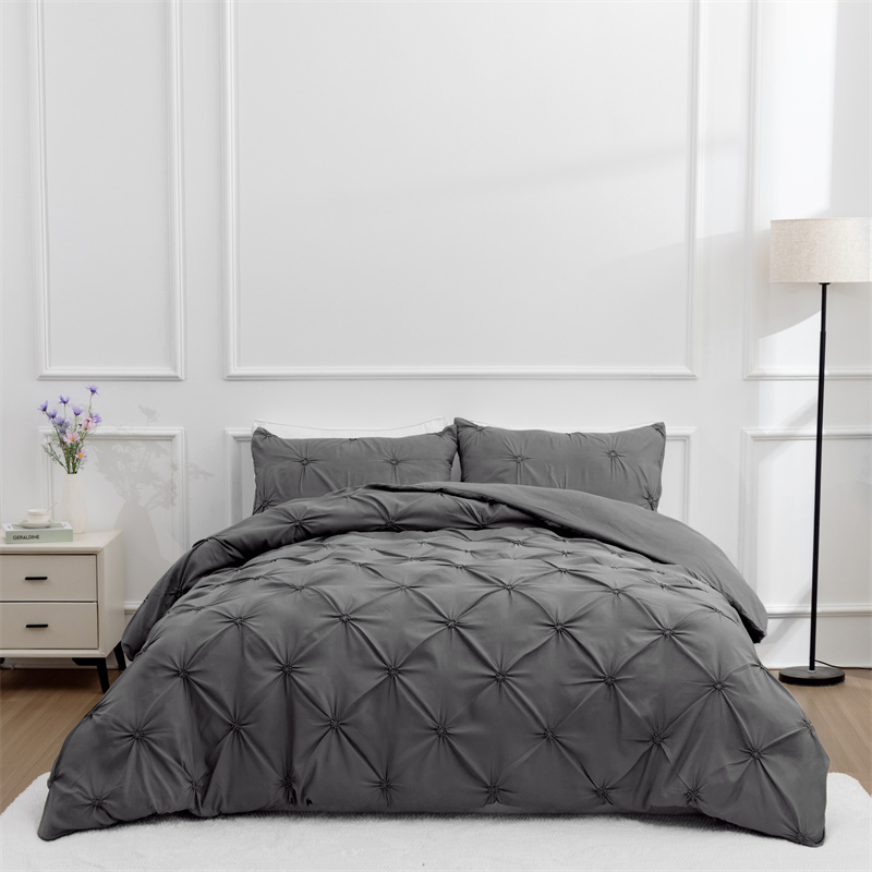 Queen Comfort Set 3Pieces, Gray Bed in a Bag Comforter Set for Bedroom, Beddding Sets without Comforter, Duvet cover&Pillowcases: 200*200cm / Dark Grey