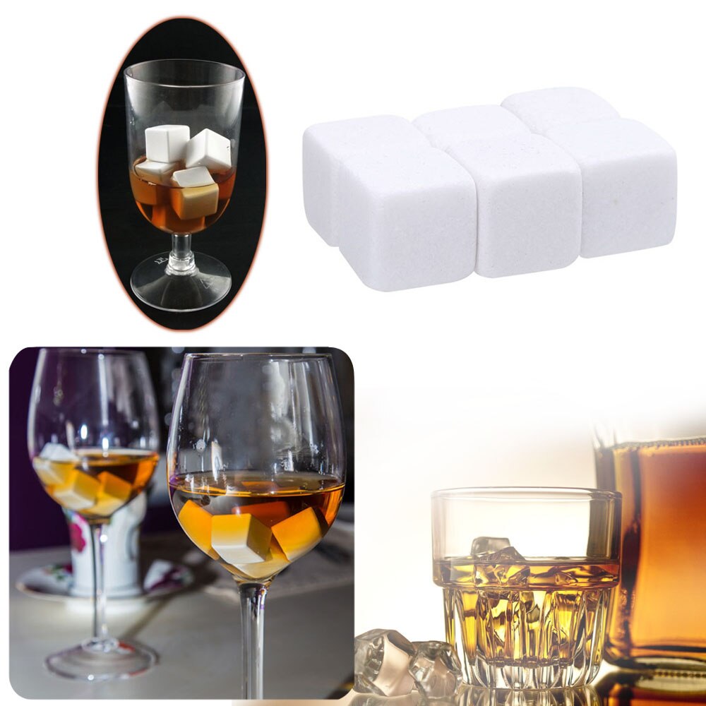 6 Stks/set Whisky Stenen Ijs Koeler Drankjes Cooler Cubes bier Rocks Graniet met Pouch Wijnkoeler Whisky Stenen 3 kleuren