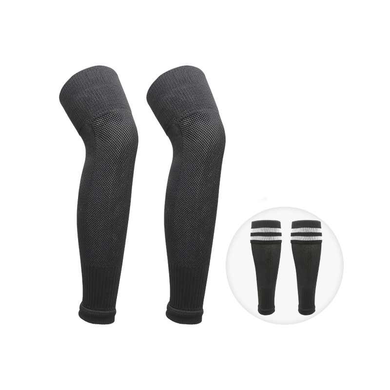 Fotbollsstrumpor för vuxna, vadstrumpor över knä, fotbollsleggings, barn, andningsbara sportknäskydd, benskydd, knäledsskydd: 3xs / Svart