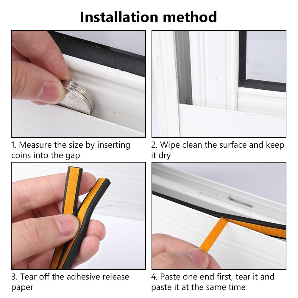 Sound Insulation Strip Foam Sticky Self-adhesive Sealing Anti-Collision Rubber Seal Draught Excluder Tape Door Window