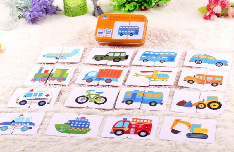 Baby Toys Infant Early Head Start Training Puzzle Cognitive Card Vehicl/Fruit/Animal/Life Set Pair Puzzle Baby