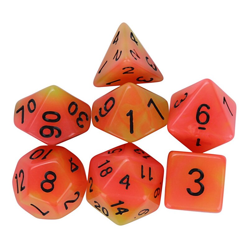 7pcs Lichtgevende Dobbelstenen Voor Game Dices Polyhedral D20 Multi Zijdige Acryl Dobbelstenen & 4A28: B