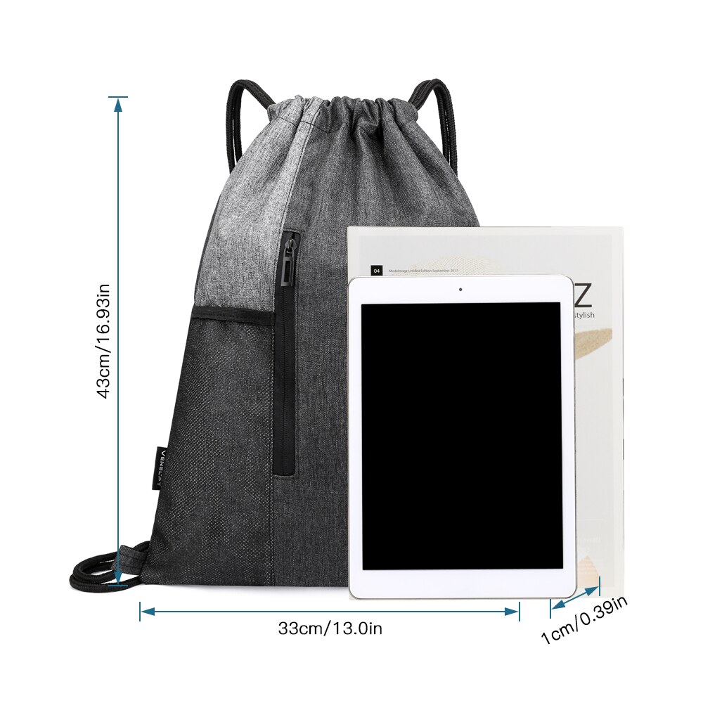 Gym Sack with Earphones Jack Drawstring Backpack Water-resistant Drawstring Bucket Bag Light Sack for Adults and Teenagers Kids