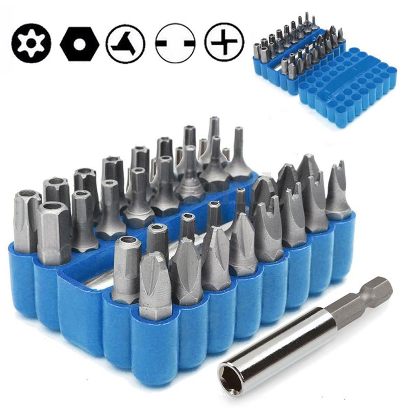 Security Bit 33Pcs Set Tamper Proof Torx Spanner Screwdriver Star Hex Holder Rod