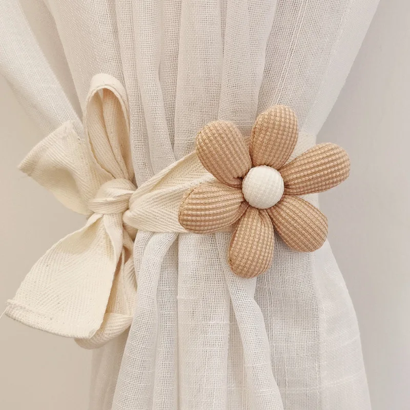 Mignon rideau en peluche ours fleur pour enfants, ULde liaison pliante, décoration de la maison, document blanc ingent, adapté à la chambre de fille, au salon: WHITE