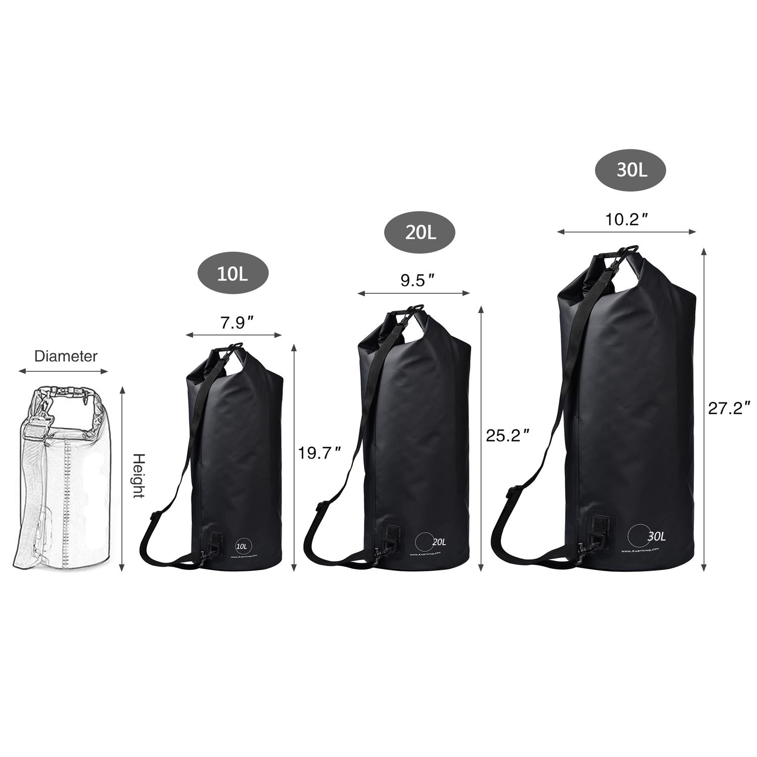KastKing 100% Waterproof Dry Bag with Clear Window 500D PVC Material Dry Bag 10L 20L 30L For Fishing Camping Kayaking Hiking