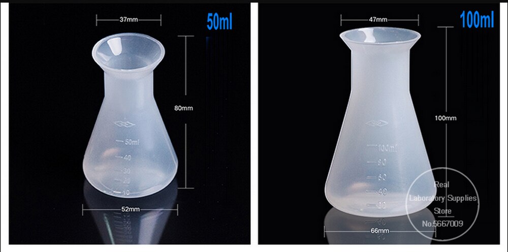 Botella de plástico para laboratorio, recipiente cónico de 50ml a 2000ml