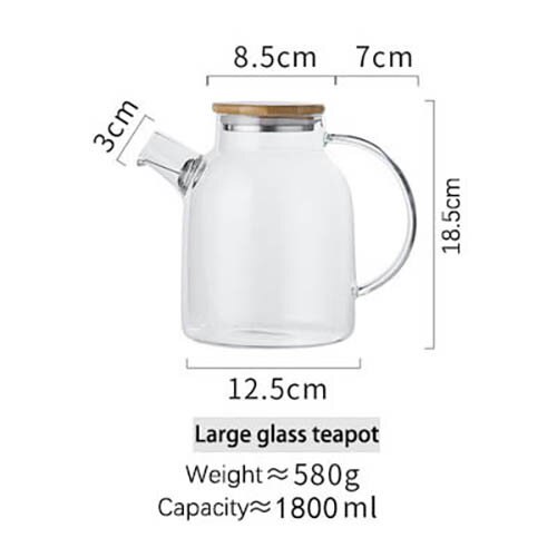1l/1.8 l gennemsigtig borosilikatglas tekande varmebestandig stor klar tekande blomster te sæt puer kedel kop kontor hjemmeværktøj: B