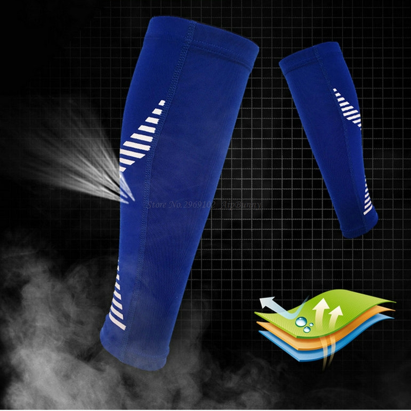 1 stks Streep Geen Slip Compressie Ademende Quick Dry Fietsen Beenwarmer Running Jogging Scheenbeschermer Kalf Protector Wandelen Brace