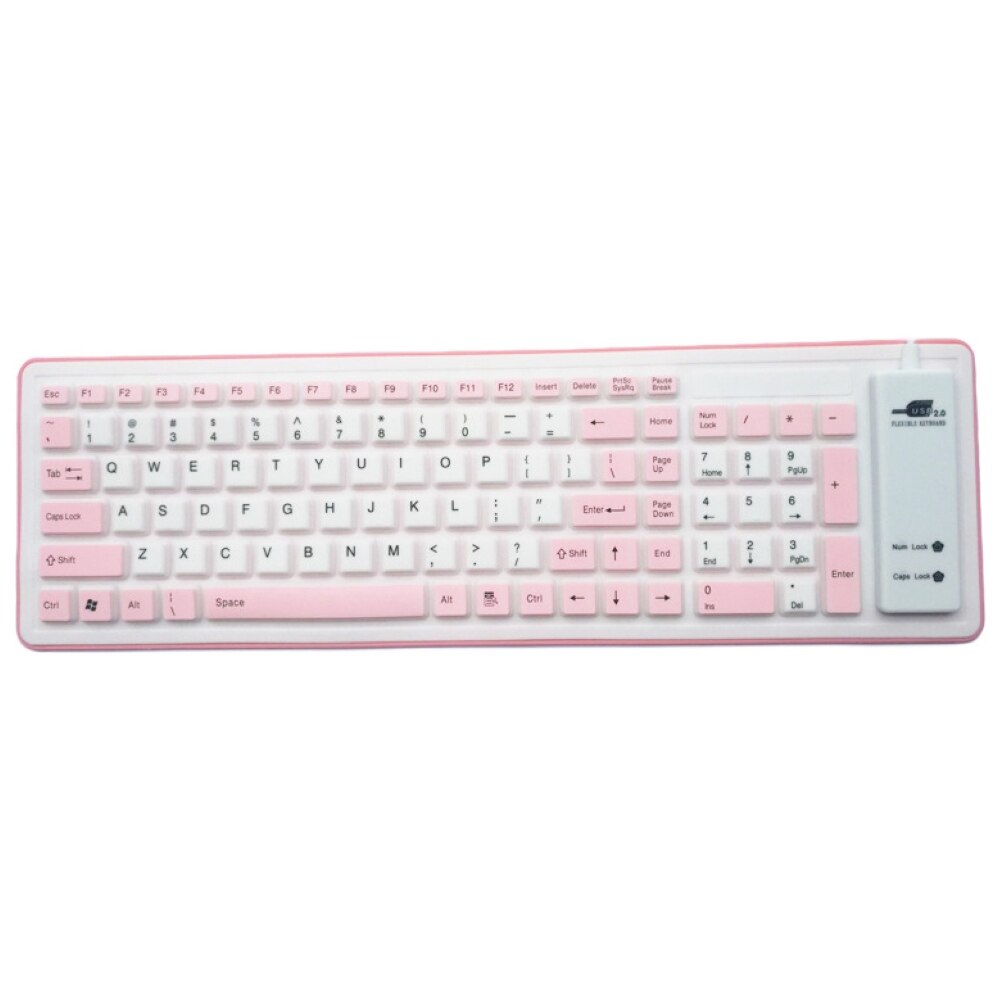 103 Keys Foldable Dustproof Soft Silicone Gaming Keyboard for Laptop/Computer Roll Up Silica Gel Keyboard Wired Gaming Keyboard: Pink