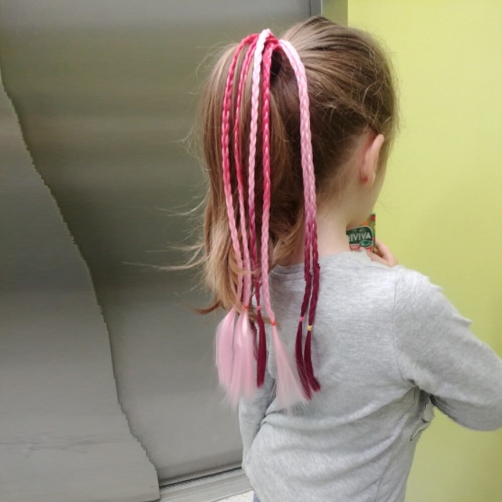 Farverig gradient pandebånd piger snoet fletning reb simpelt gummibånd hårtilbehør børn paryk reb hår fletningsværktøj hovedbeklædning