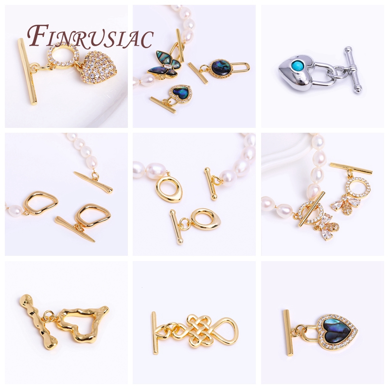 Cierre de palanca de corazón de latón chapado en oro de 18 quilates para collar, suministros de fabricación de joyas, cierre OT Irregular, manualidades de joyería DIY