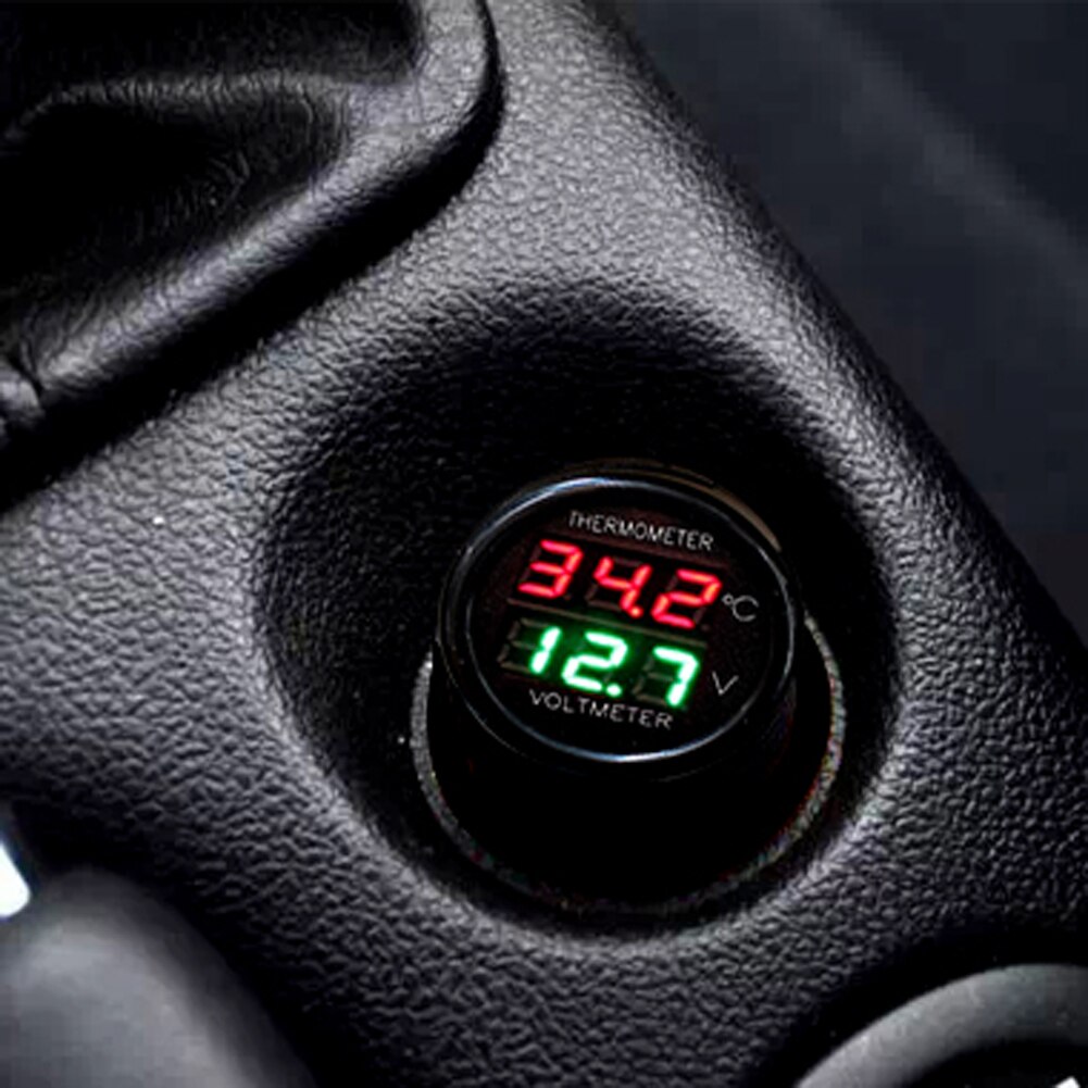 2 In 1 Car Auto 12V Thermometer Voltmeter Universele Dual Display Led Digitale Thermometer Voltmeter Auto Accessoires