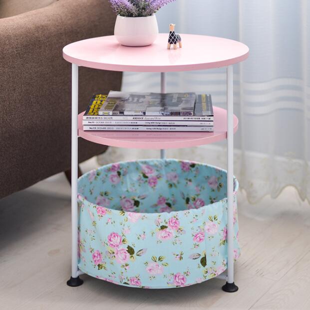 3 Layers Wooden Corner Table Bedside Sofa Side Table Round Tea Coffee Table Big Storage Capacity For Living Room Bedroom: Color 1