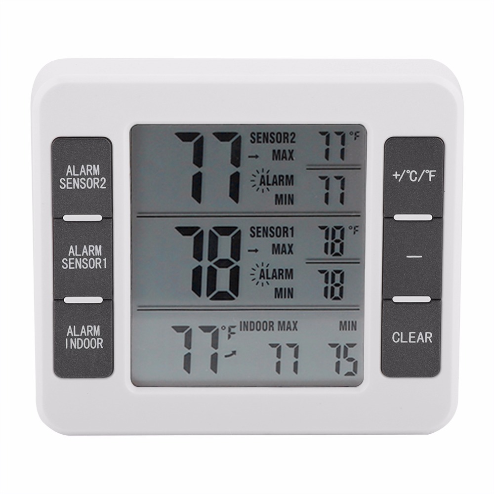 Frigorifero Termometro Digitale Congelatore Termometro con Temperatura Interna Monitor 2 Sensori Wireless Frigorifero Allarme Acustico