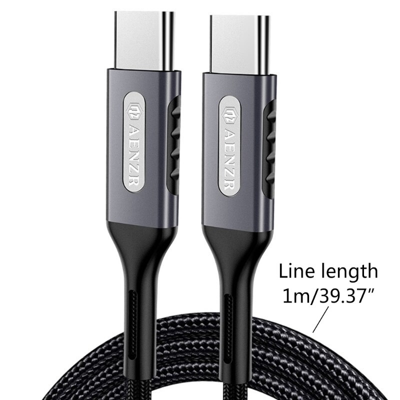 100W Type C Naar C Kabel 5A Pd Qc Macbook Snelle Oplader Kabel Opladen Data Cord R9UA