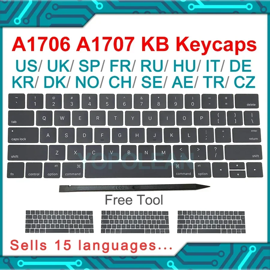 Nowy A1706 A1707 Klawisze klawiatury nasadka US UK French EU Dla Macbook Pro Retina 13" 15" nasadka na klucze laptopa 2016 2017 Rok