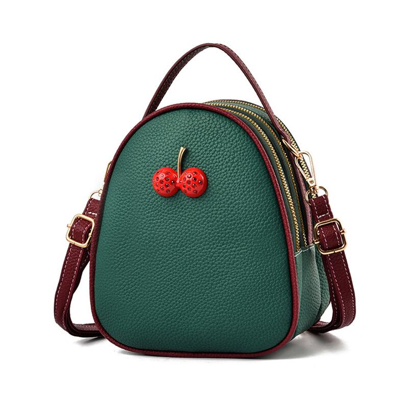 Yogodlns, bandoleras de piel sintética a la , Mini bolso cruzado redondo para mujer, bolso cruzado para chicas lindas Teenger, paquete de de cereza: Green