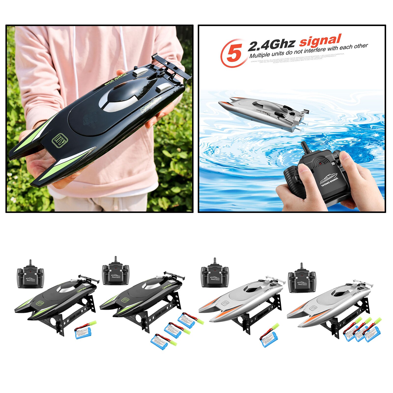 Recharageable RC Boat 2.4GHz Remote Control Rowing Boat for Pools and Lakes