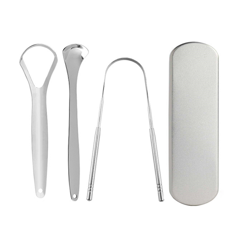 Stainless Steel Tongue Scrapper with Case，Tongue Scraper Cleaner for Adults & Kids Oral Hygiene Scrapper Cleaning Tools: black