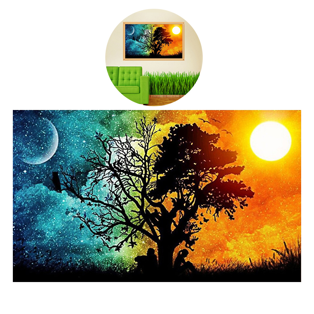 5D DIY Day And Night Diamond Embroidery Painting Handmade Wall Decoration Cross Stitch Printing Craft Kits Diamond Mosaic