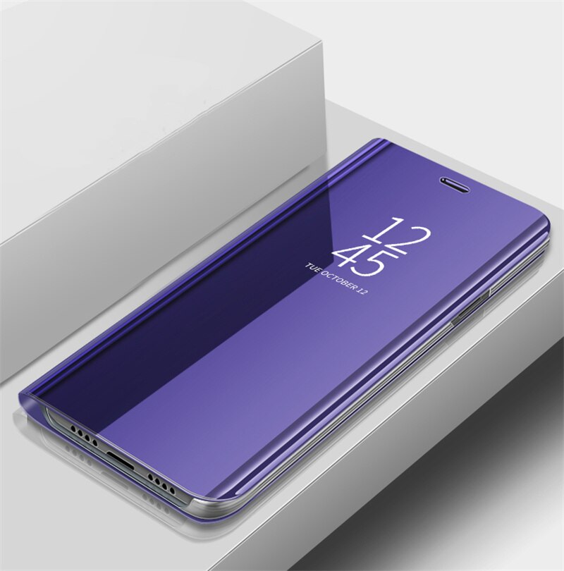 6.35'' For Vivo Y11 Case Luxury Leather Flip Mirror Case For Vivo Y11 Y 11 Cover Protective Phone Bag Cases Coque: Purple 