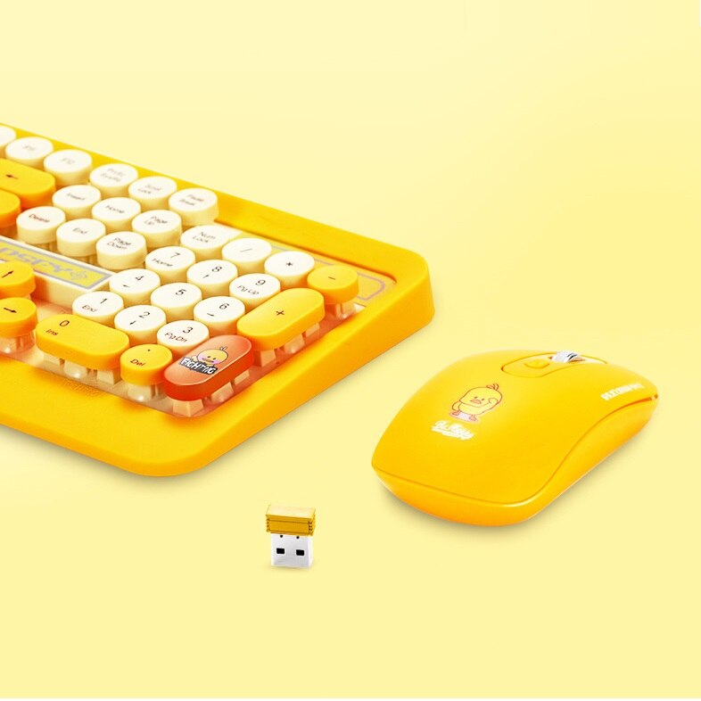 Cartoon Wireless Keyboard and Mouse Set 1600dpi 10 Meters Distance 2.4G