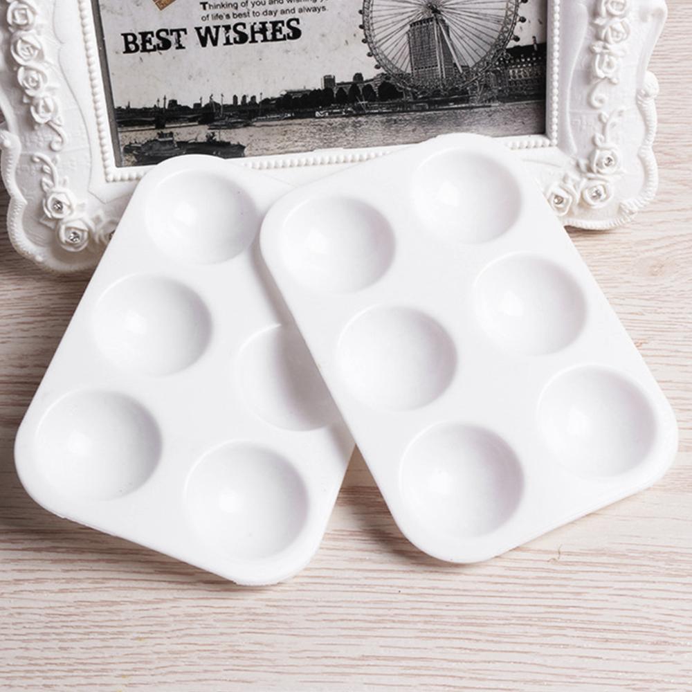 12Pcs Paint Palettes White 6 Well Rectangular Watercolor Palette Painting Tray