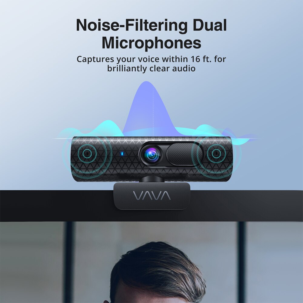 Kamera internetowa VAVA FHD 2K HD 4x Powiększenie cyfrowy automatyczne ustawianie ostrości kamera internetowa 1080P 60FPS mikrofon z redukcją szumów dla komputerowych połączeń wideo