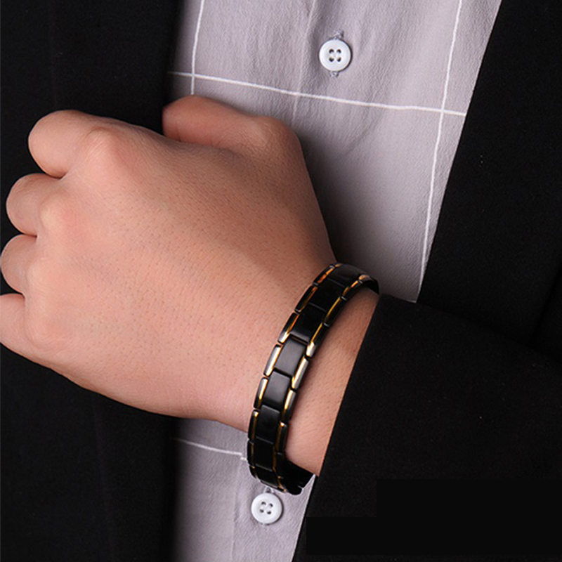 Therapeutic Energy Healing Bracelet Stainless Steel Magnetic Therapy Bracelet Titanium Steel Men Bracelet Couple