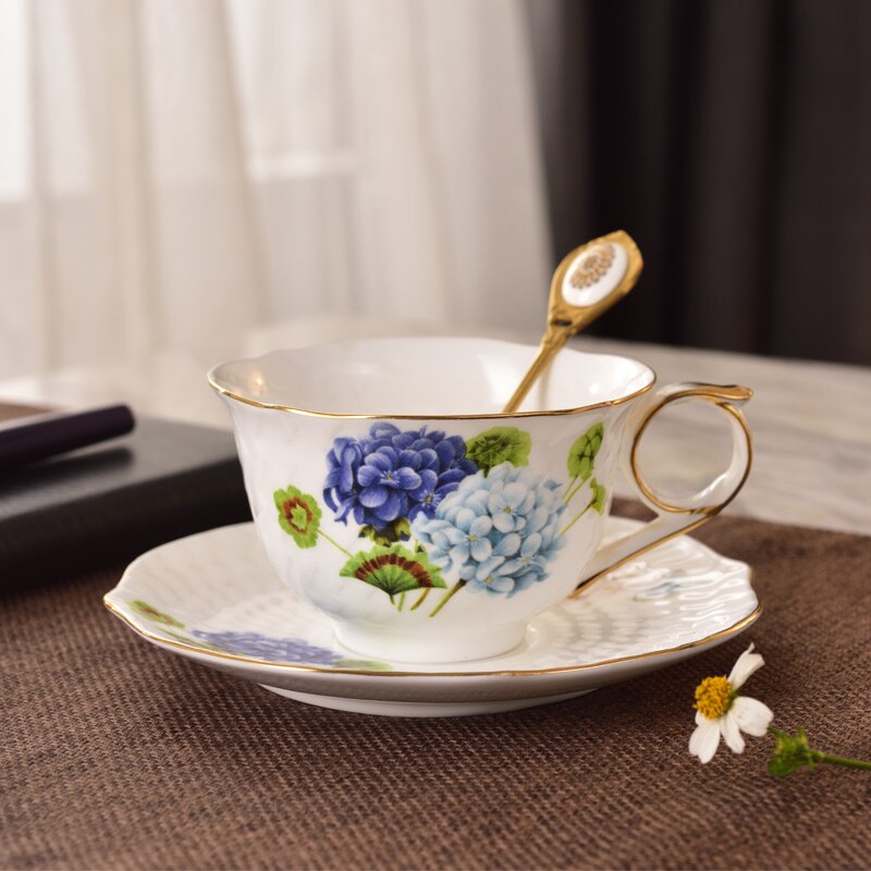 Enkele Nordic Koffiekopje Schotel Lepel Set Bone China Britse Cafe Porselein Thee Cup Geavanceerde Tasse Een Cafe Keramische Theekopje EE50BD: H