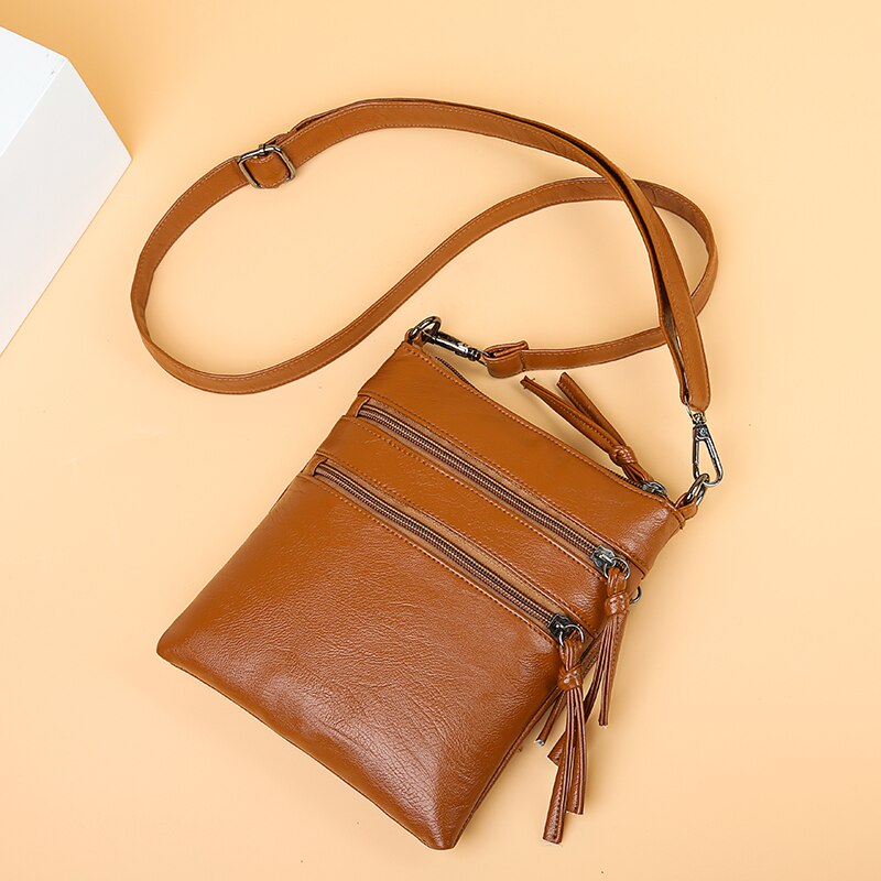 Vrouwen Kleine Schoudertas Pu Lederen Crossbody Tas Casual Vrouwen Multi-layer Messenger Bag Zachte Vrouwen Handtas Portemonnee rits Tote