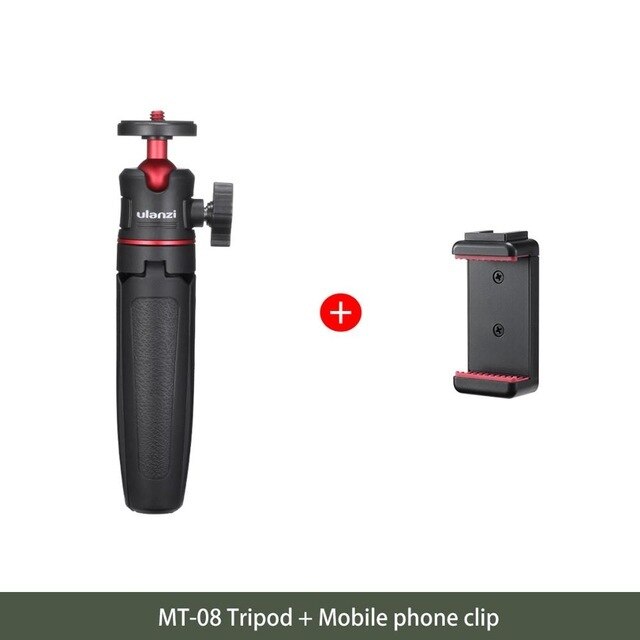 Ulanzi-Mini trípode extensible de escritorio MT-08, soporte de fotografía de mano, cabezal de bola, para Gopro, Selfie, Vlogging, teléfono inteligente: Tripod And Clip