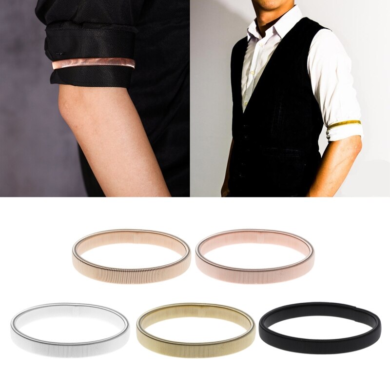 Arm Warmer Shirt Sleeve Holder Metal Anti-Slip Elastic Bracelets Stretch Armband Party Ornament Accessories