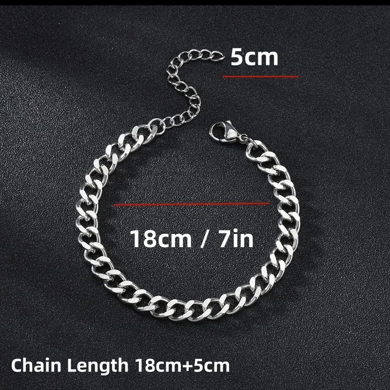 HNSP-pulsera de cadena cubana de acero inoxidable para hombre, accesorio de joyería de tamaño ajustable, 3MM-15MM de grosor