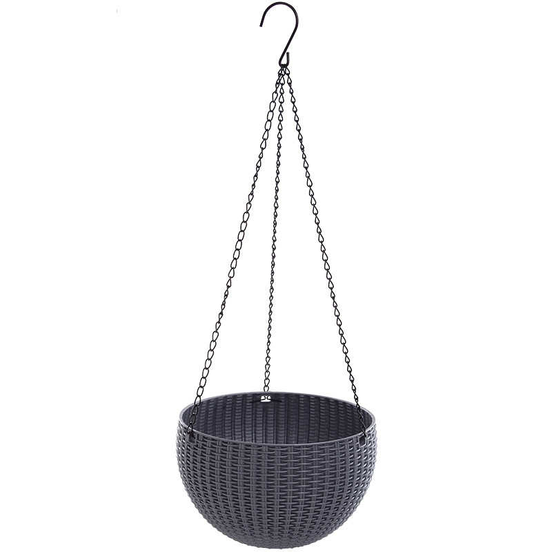 Cadena de 46cm macetas colgantes cesta de flores jarrón plástico jardín cuarto de niños imitación tejido de mimbre PP decoración para el hogar cestas de balcón: Silver grey