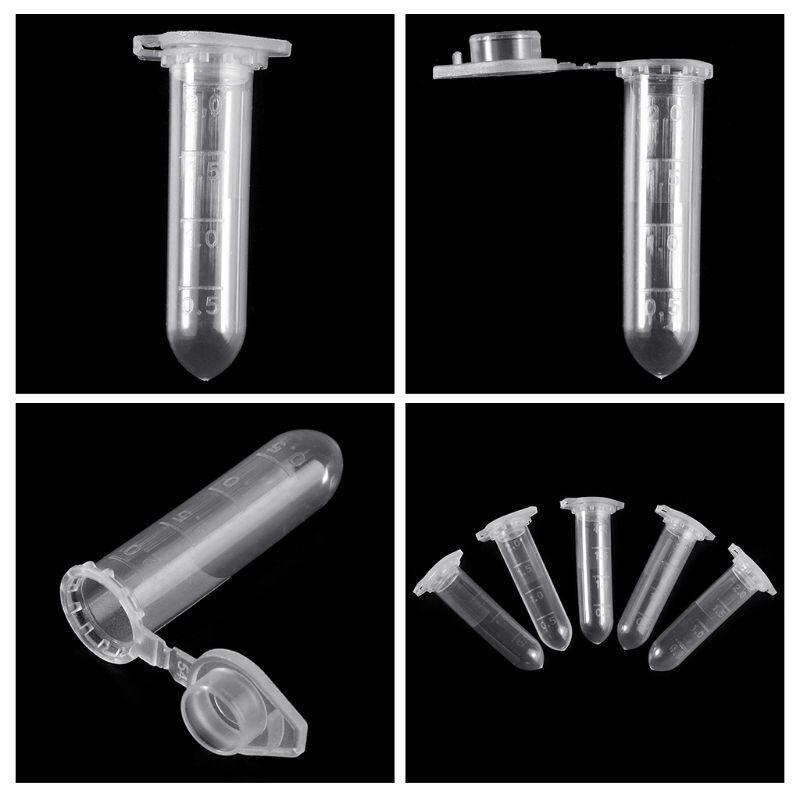 Recipiente para viales de plástico transparente, tapa a presión, viales de centrífuga, contenedor de laboratorio de muestra, 2ml, 100 Uds.