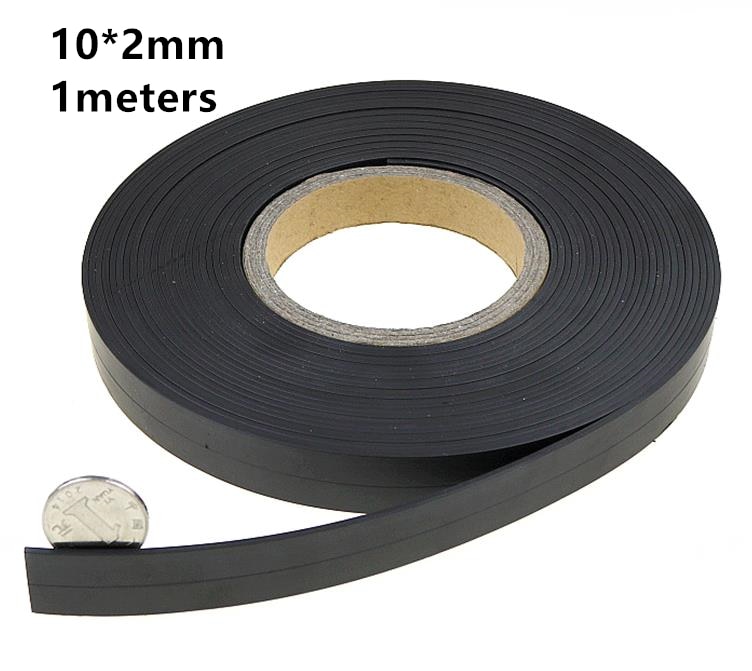 1 meter een rol 10*2mm Flexibele Zachte Magnetische Rubber Magneet Strip Tape voor Huis deuren en ramen kantoor apparatuur