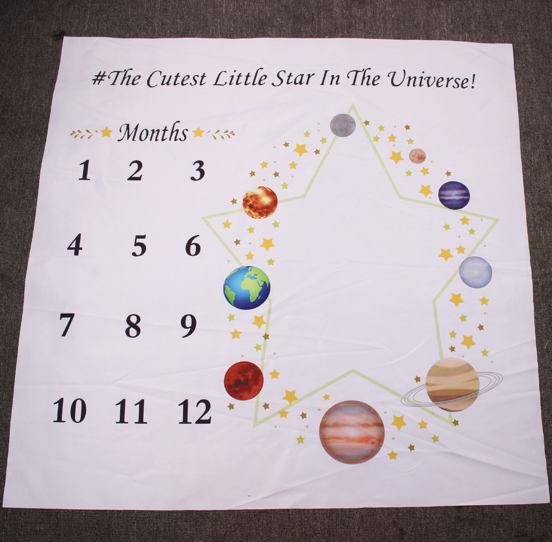 0-12 Month Cartoon Pattern Infant Baby Milestone Photo Props Background Blankets Play Mats Backdrop fotografia bebê blacket: planet