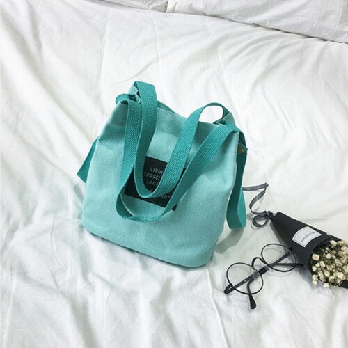 Casual mujeres chicas bolsas de lona DE LA COMPRA Bolso grande Messenger Bag damas Hasp Cross Body Satchel Bags impermeable bolsas de la compra: Azul cielo