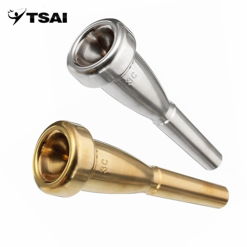 Boquilla de trompeta, tamaño moscada 3C, para principiantes de Bach, accesorios musicales de trompeta, piezas prácticas de oro y plata