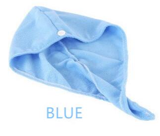 Super Absorberende Voor Lange Krullend Haar Handdoek Met Knop Voor Hoofd Anti-Frizz Microfiber Handdoek Tulband Twist Haar Cap reizen Handdoeken: blue